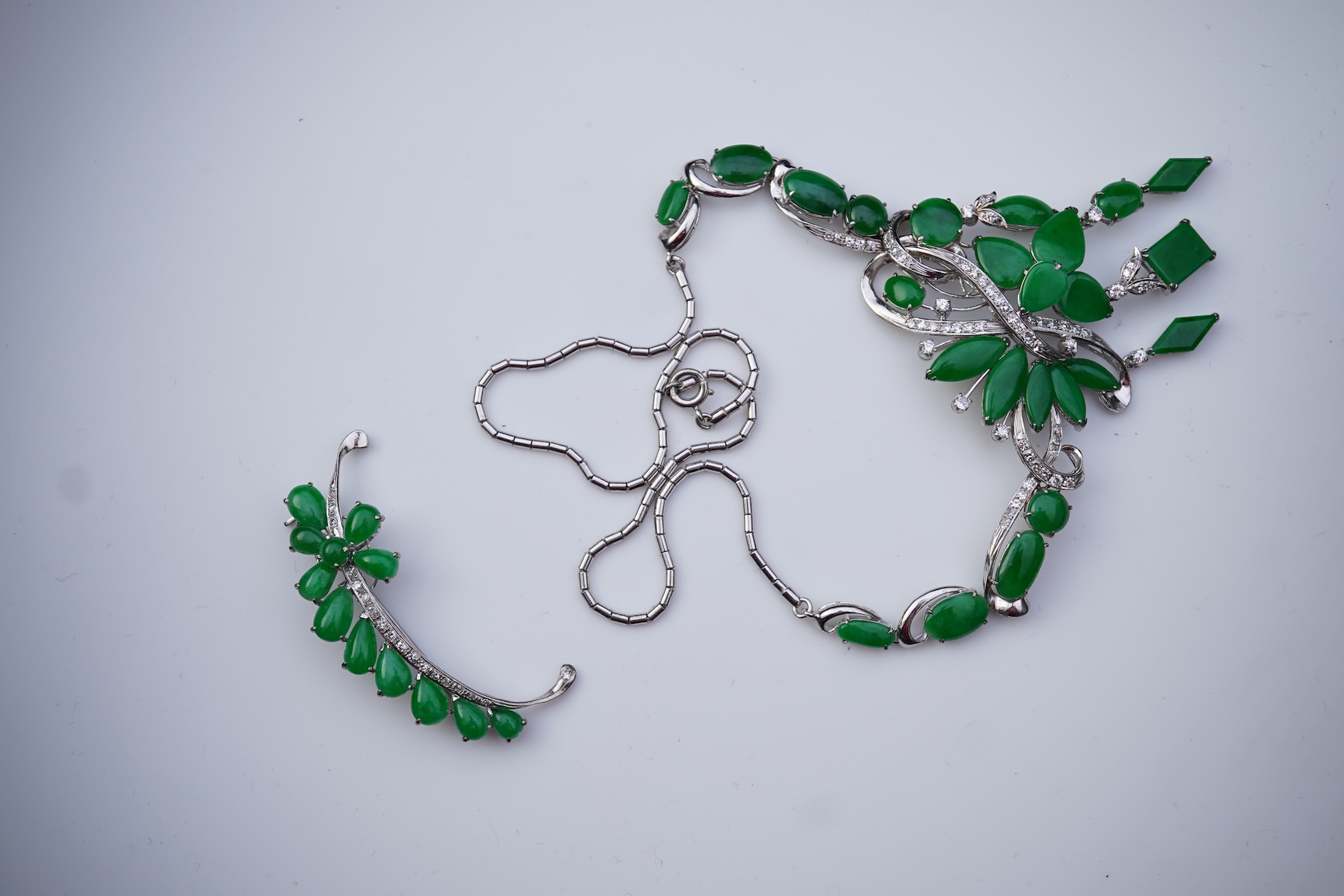 A jadeite and diamond demi-parure, 1960s